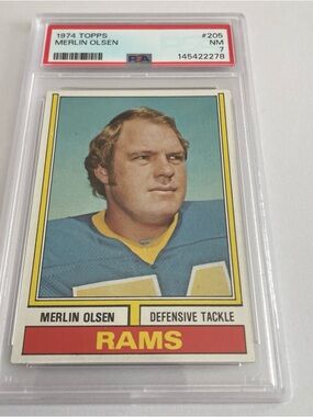 1974 TOPPS #205 MERLIN OLSEN PSA 7 Vintage Football Card
